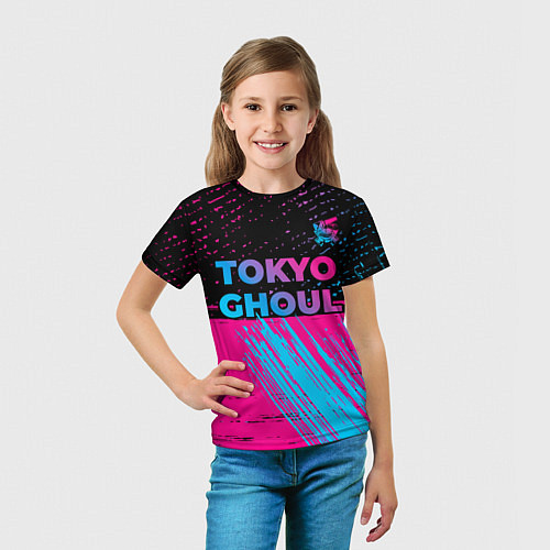 Детская футболка Tokyo Ghoul - neon gradient: символ сверху / 3D-принт – фото 5