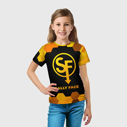 Детская футболка Sally Face - gold gradient / 3D-принт – фото 5