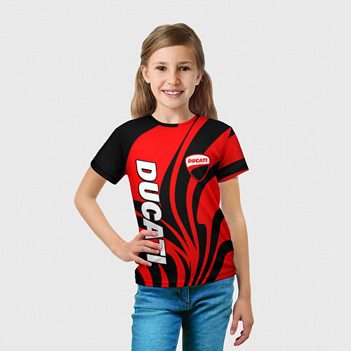 Детская футболка Ducati - red stripes / 3D-принт – фото 5