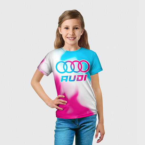 Детская футболка Audi neon gradient style / 3D-принт – фото 5