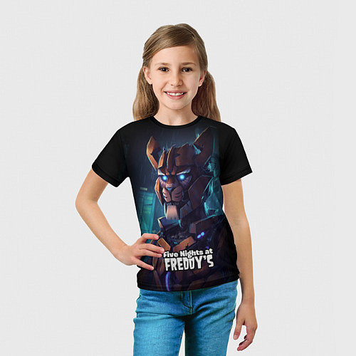 Детская футболка Five Nights at Freddys Bonnie cyberpunk / 3D-принт – фото 5