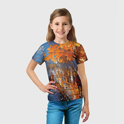 Детская футболка Осенний город импрессионизм / 3D-принт – фото 5