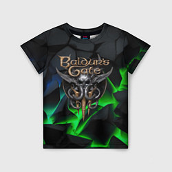 Футболка детская Baldurs Gate 3 black blue neon, цвет: 3D-принт