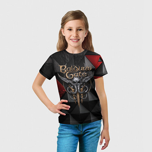 Детская футболка Baldurs Gate 3 logo red black / 3D-принт – фото 5