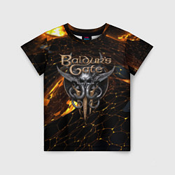 Футболка детская Baldurs Gate 3 logo gold and black, цвет: 3D-принт