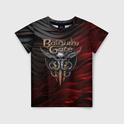 Футболка детская Baldurs Gate 3 logo dark red black, цвет: 3D-принт