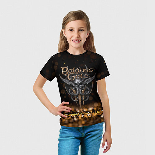 Детская футболка Baldurs Gate 3 logo dark gold logo / 3D-принт – фото 5