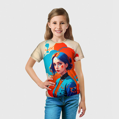 Детская футболка Девушка в брызгах краски / 3D-принт – фото 5