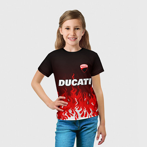 Детская футболка Ducati- красное пламя / 3D-принт – фото 5