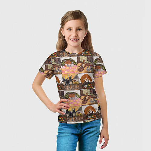 Детская футболка Коллаж из рисунков с лисой / 3D-принт – фото 5