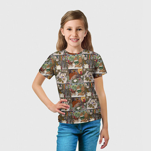 Детская футболка Милые иллюстрации коллаж / 3D-принт – фото 5