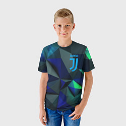 Футболка детская Juventus blue abstract logo, цвет: 3D-принт — фото 2