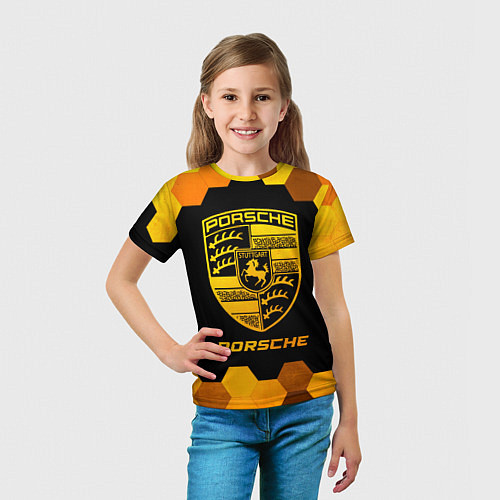 Детская футболка Porsche - gold gradient / 3D-принт – фото 5