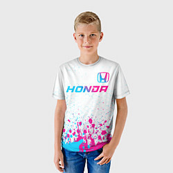 Футболка детская Honda neon gradient style: символ сверху, цвет: 3D-принт — фото 2