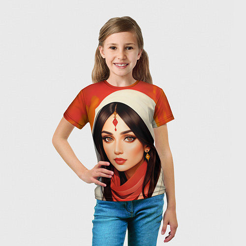 Детская футболка Нейросеть - индийская принцесса / 3D-принт – фото 5