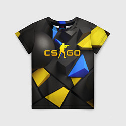 Футболка детская CSGO blue yellow abstract, цвет: 3D-принт