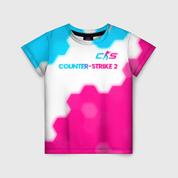 Футболка детская Counter-Strike 2 neon gradient style: символ сверх, цвет: 3D-принт