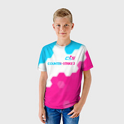 Футболка детская Counter-Strike 2 neon gradient style: символ сверх, цвет: 3D-принт — фото 2