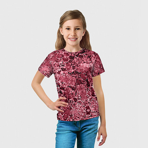 Детская футболка Мозаичный узор в коричнево-красных тонах / 3D-принт – фото 5