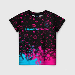 Футболка детская Lamborghini - neon gradient: символ сверху, цвет: 3D-принт