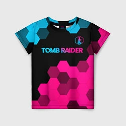 Футболка детская Tomb Raider - neon gradient: символ сверху, цвет: 3D-принт