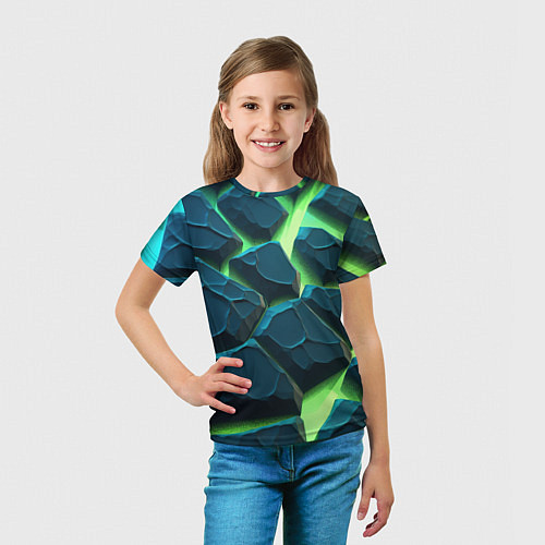 Детская футболка Камни в неоне / 3D-принт – фото 5