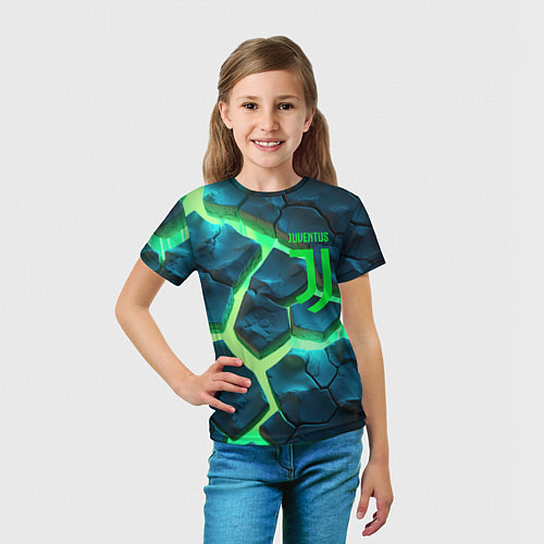 Детская футболка Ювентус разлом зеленых плит / 3D-принт – фото 5