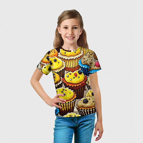 Детская футболка Вкусный принт - кексы от нейросети / 3D-принт – фото 5
