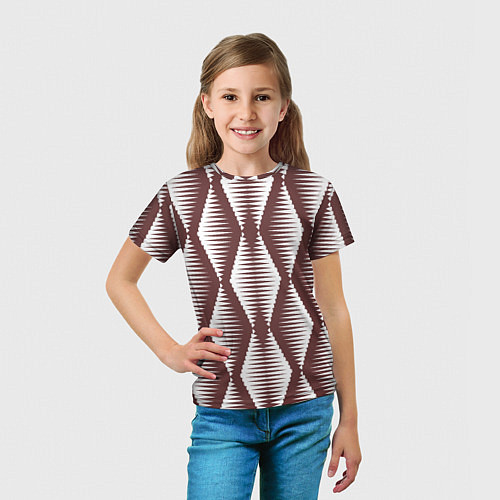 Детская футболка Ромбы цвета кофе / 3D-принт – фото 5