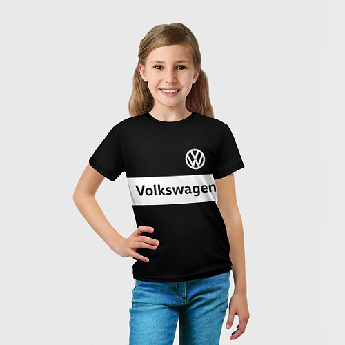 Детская футболка Фольцваген - черный и белый / 3D-принт – фото 5