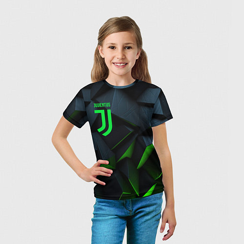 Детская футболка Juventus black green logo / 3D-принт – фото 5