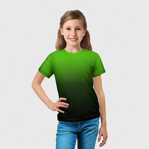 Детская футболка Градиент ядовитый зеленый - черный / 3D-принт – фото 5