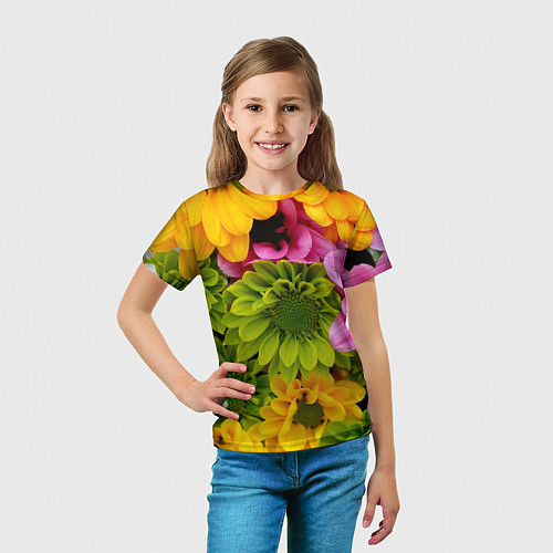 Детская футболка Паттерн цветочный / 3D-принт – фото 5