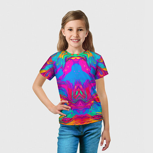 Детская футболка Красочная зеркальная абстракция - мода - нейросеть / 3D-принт – фото 5