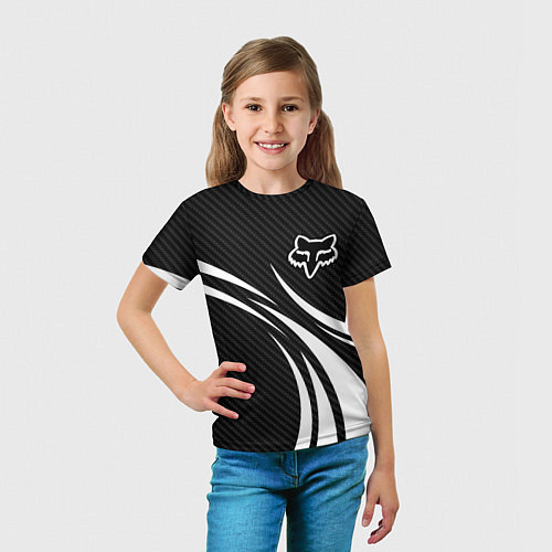 Детская футболка Fox carbon line - white / 3D-принт – фото 5