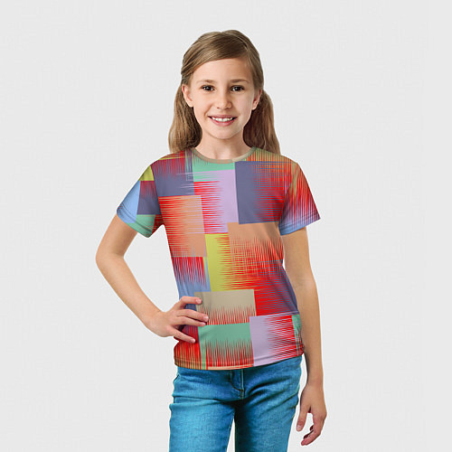Детская футболка Веселая разноцветная клетка / 3D-принт – фото 5
