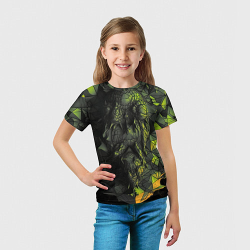 Детская футболка Зеленая абстрактная текстура / 3D-принт – фото 5
