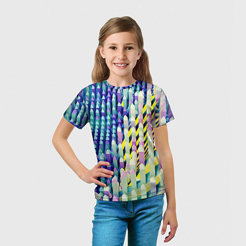 Детская футболка Прямотреугольный блочный паттерн / 3D-принт – фото 5