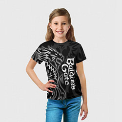 Футболка детская Балдурс гейт 3 - черный дракон, цвет: 3D-принт — фото 2