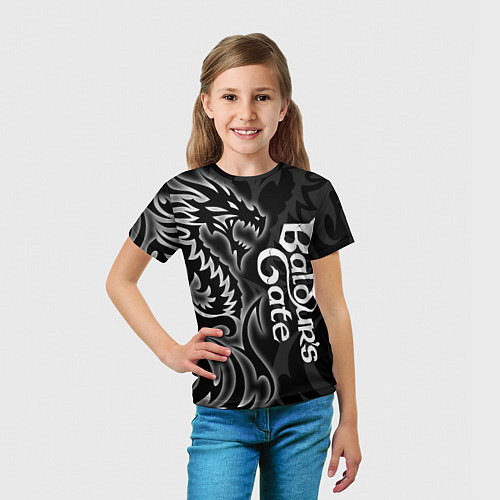 Детская футболка Балдурс гейт 3 - черный дракон / 3D-принт – фото 5