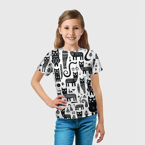 Детская футболка Кошки абстрактный узор / 3D-принт – фото 5