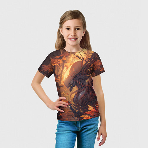 Детская футболка Ксеноморф в осеннем лесу / 3D-принт – фото 5