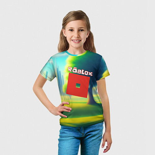 Детская футболка Роблокс пейзаж / 3D-принт – фото 5