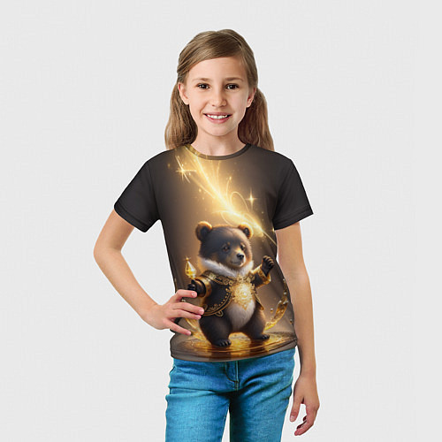 Детская футболка Бурый медвежонок с фонариком / 3D-принт – фото 5