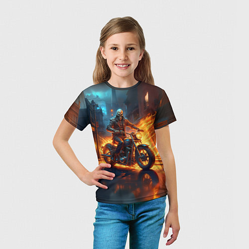 Детская футболка Скелет-байкер / 3D-принт – фото 5