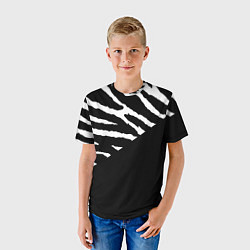 Футболка детская Полосы зебры с черным, цвет: 3D-принт — фото 2