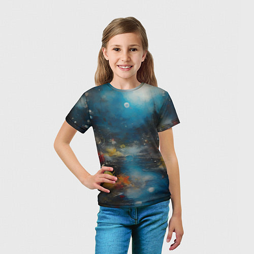 Детская футболка Абстрактная живопись в стиле импрессионизма / 3D-принт – фото 5