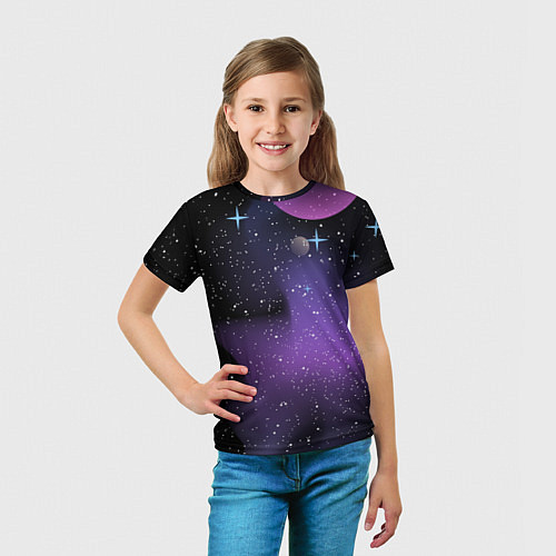 Детская футболка Фон космоса звёздное небо / 3D-принт – фото 5