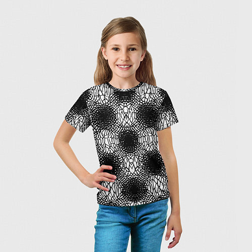 Детская футболка Симметричная черно-белая паутина / 3D-принт – фото 5