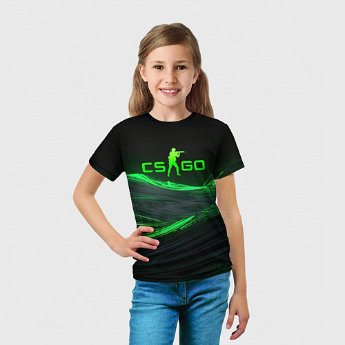 Детская футболка CSGO neon green logo / 3D-принт – фото 5